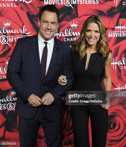 Mark Steines and Debbie Matenopoulos arrive at Hallmark Channel And Hallmark Movies And Mysteries Winter 2017 TCA Press Tour at The Tournament House...
