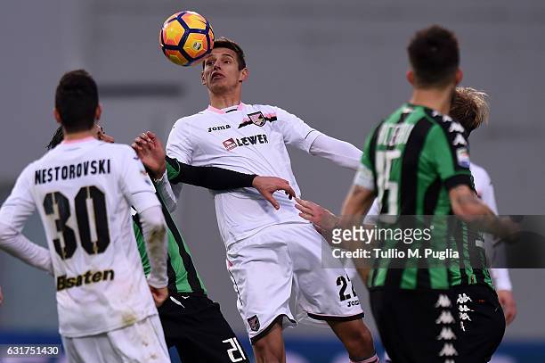 Norbert Balogh of Palermo in action during the Serie A match between US Sassuolo and US Citta di Palermo at Mapei Stadium - Citta' del Tricolore on...