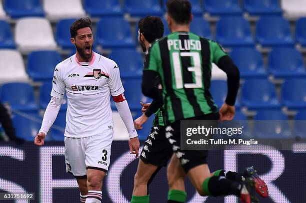Andrea Rispoli shows his dejection after Alessandro Matri's second goal during the Serie A match between US Sassuolo and US Citta di Palermo at Mapei...