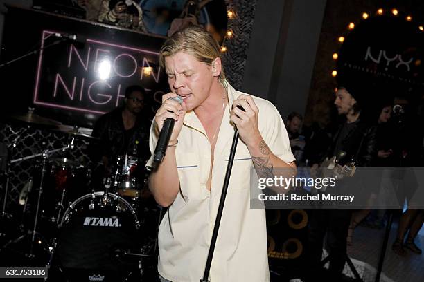 Conrad Sewell performs during the NYX Professional Makeup Presents "Neon Nights" - IMATS LA VIP Party at The Reserve on January 14, 2017 in Los...