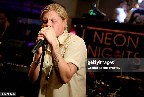 Conrad Sewell performs during the NYX Professional Makeup Presents "Neon Nights" - IMATS LA VIP Party at The Reserve on January 14, 2017 in Los...