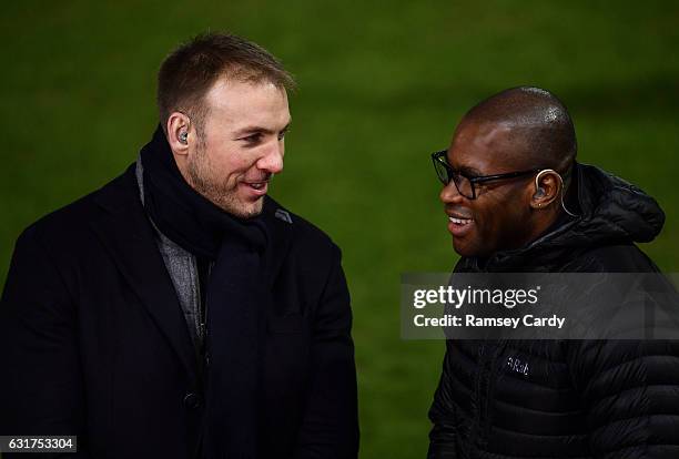 Exeter , United Kingdom - 15 January 2017; BT Sport pundits Stephen Ferris, left, and Ugo Monye during the European Rugby Champions Cup Pool 5 Round...