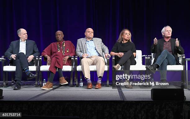 Series executive producer Michael Kantor, actor Louis Gossett Jr., Colin Johnson, co-director/co-producer Rita Coburn Whack and...