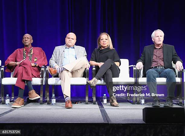 Actor Louis Gossett Jr., Colin Johnson, co-director/co-producer Rita Coburn Whack and co-director/co-producer Bob Hercules of 'AMERICAN MASTERS Maya...