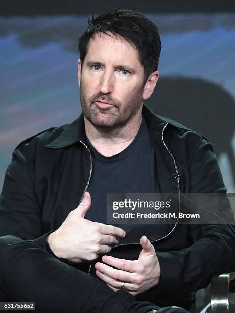 Composer Trent Reznor of 'THE VIETNAM WAR' speaks onstage during the PBS portion of the 2017 Winter Television Critics Association Press Tour at...