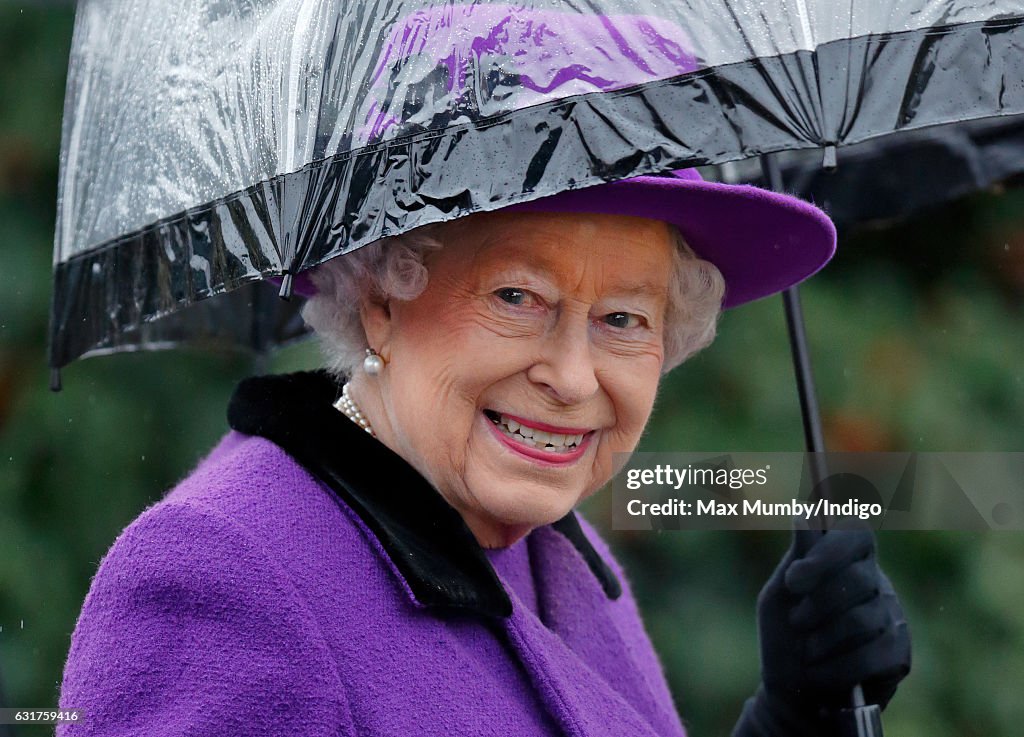 Queen Attends Sunday Church Service at St Mary the Virgin