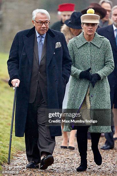 Sir David Tang and Lucy Tang attend the Sunday service at the church of St Mary the Virgin in Flitcham on January 15, 2017 near King's Lynn, England.