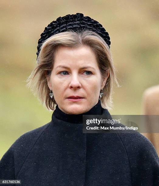 Serena, Countess of Snowdon attends the Sunday service at the church of St Mary the Virgin in Flitcham on January 15, 2017 near King's Lynn, England.