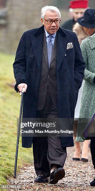 Sir David Tang attends the Sunday service at the church of St Mary the Virgin in Flitcham on January 15, 2017 near King's Lynn, England.