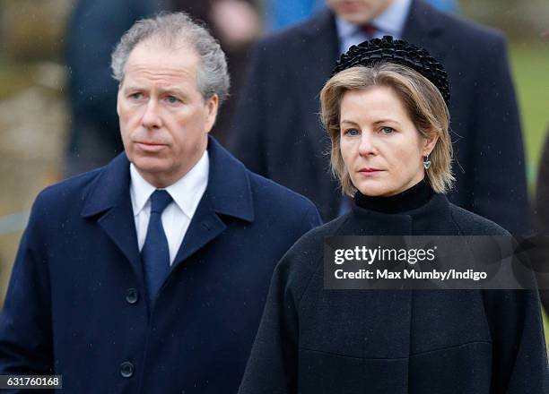 David, Earl of Snowdon and Serena, Countess of Snowdon attend the Sunday service at the church of St Mary the Virgin in Flitcham on January 15, 2017...