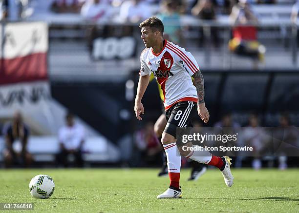 River Plate midfielder Denis Rodriquez during the second half of a Florida Cup quarter-final match between River Plate and Millenarios FC on January...