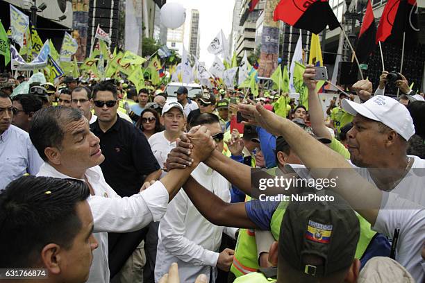 President of Ecuador, Rafael Correa celebrates with the supporters of Alianza País , the tenth anniversary of the citizen revolution denominated 'La...