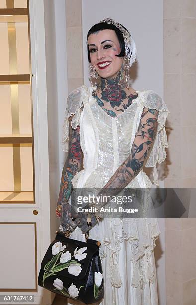 Sarah Settgast attends Harald Gloeoeckler's 30th anniversary party of his label Pompoeoes' at Hotel Adlon on January 15, 2017 in Berlin, Germany.