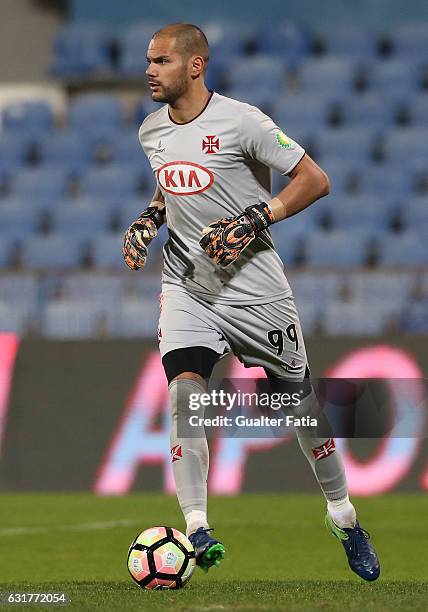 Belenenses's goalkeeper Cristiano from Portugal in action during the Primeira Liga match between CF Os Belenenses and Rio Ave FC at Estadio do...