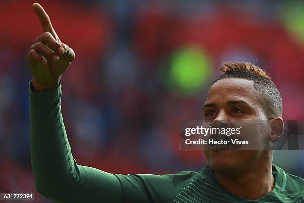 Michael Arroyo of America celebrates after scoring the first goal of his team during the 2nd round match between Toluca and America as part of the...