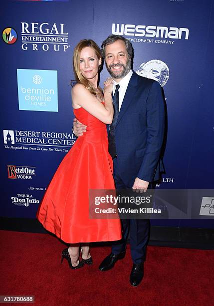 Actress Leslie Mann and Judd Apatow attend the Closing Night Screening of "The Comedian" at the 28th Annual Palm Springs International Film Festival...