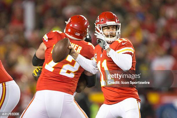 Kansas City Chiefs quarterback Alex Smith during the NFL AFC divisional playoff game between the Pittsburgh Steelers and the Kansas City Chiefs on...