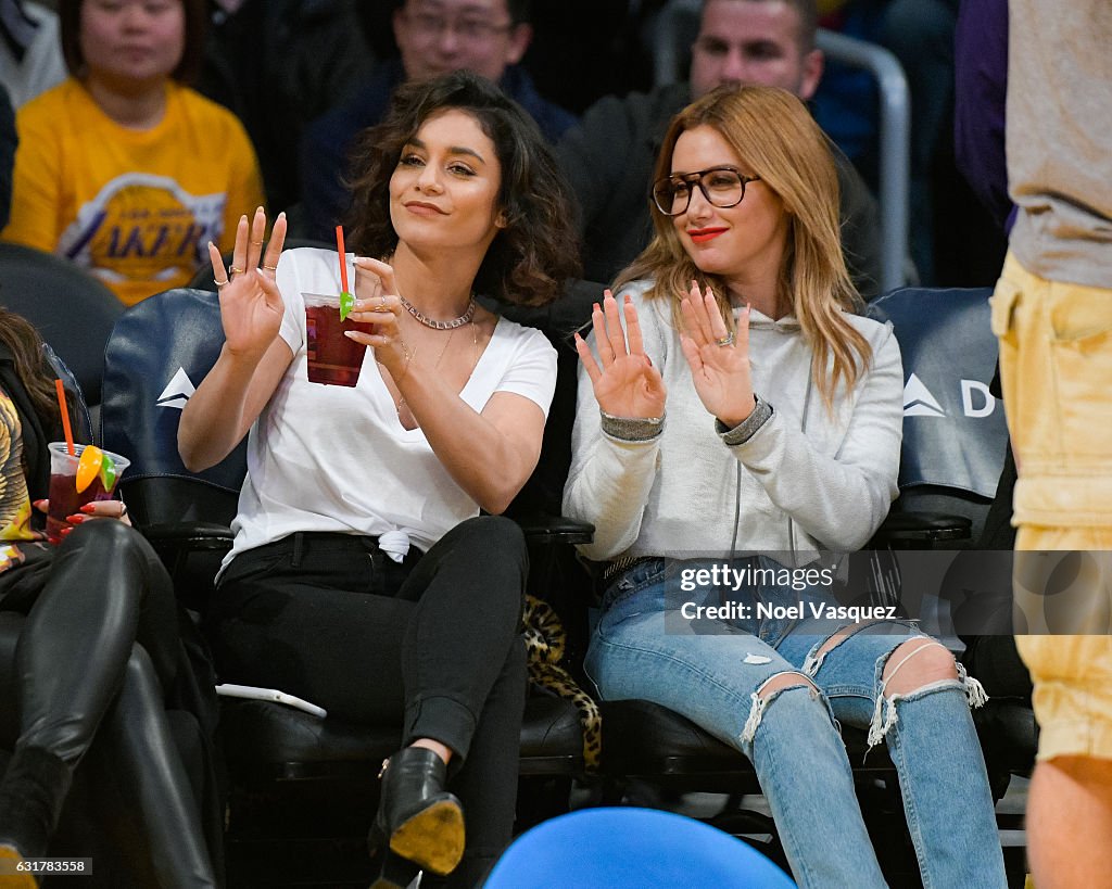 Celebrities At The Los Angeles Lakers Game