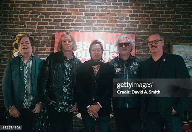 Kurt Bloch, Peter Buck, Alejandro Escovedo, Scott McCaughey, and John Moen pose before their performance at Saturn Birmingham on January 15, 2017 in...
