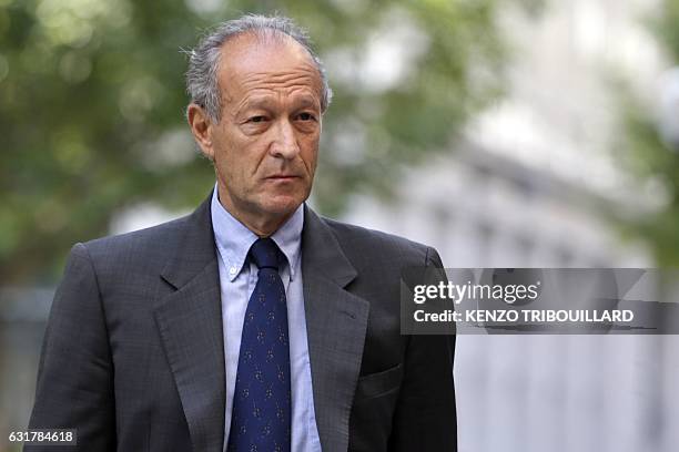 This file photo taken on July 08, 2013 shows Thierry Gaubert, a former advisor of former French President in the 90's, arriving in Paris for a...