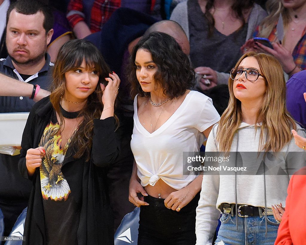 Celebrities At The Los Angeles Lakers Game
