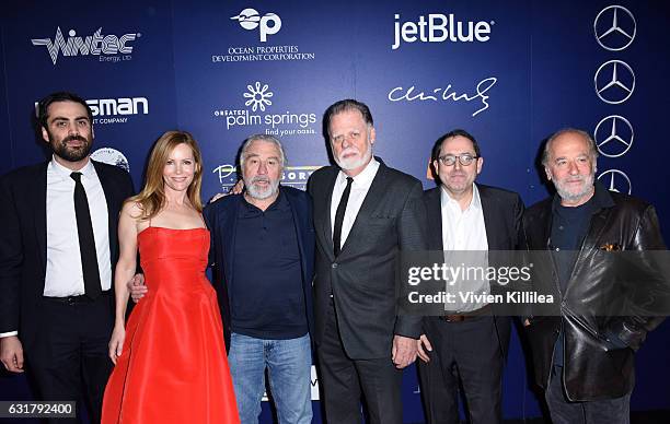 Artistic director at the Palm Springs International Film Festival Michael Lerman, actress Leslie Mann, actor Robert De Niro, director Taylor...