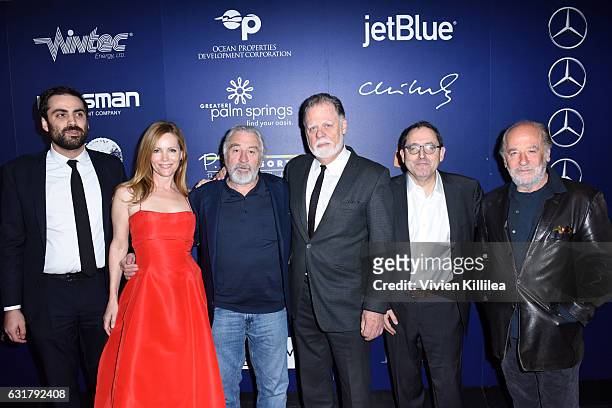 Artistic director at the Palm Springs International Film Festival Michael Lerman, actress Leslie Mann, actor Robert De Niro, director Taylor...