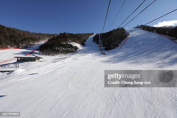 View of the Yongpyong Alpine Centre during the Alpine FEC And President Cup 2017 - test event for Pyeongchang 2018 Olympic Winter Games at Yongpyong...