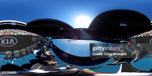 General view of play during the first round match between Andy Murray of Great Britain and Illya Marchenko of the Ukraine on day one of the 2017...