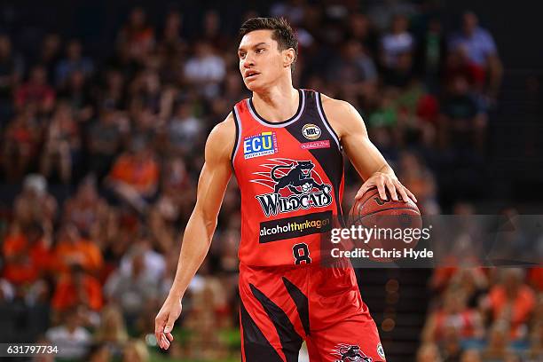 Jarrod Kenny of the Wildcats in action during the round 15 NBL match between the Cairns Taipans and the Perth Wildcats at Cairns Convention Centre on...