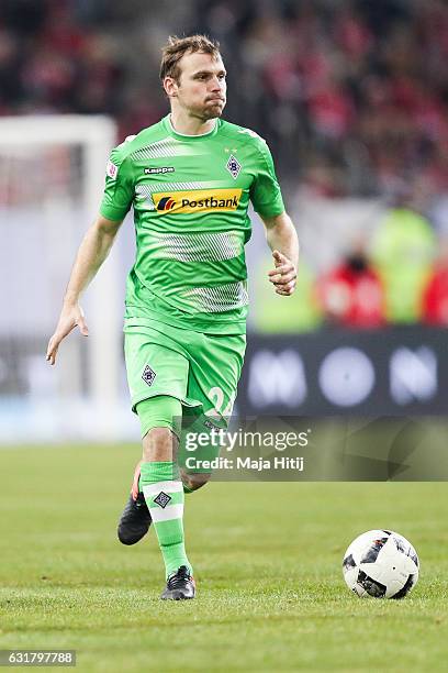 Tony Jantschke of Moenchengladbach plays the ball during 3rd Place Match of Telekom Cup 2017 between Fortuna Duesseldorf and Borussia...