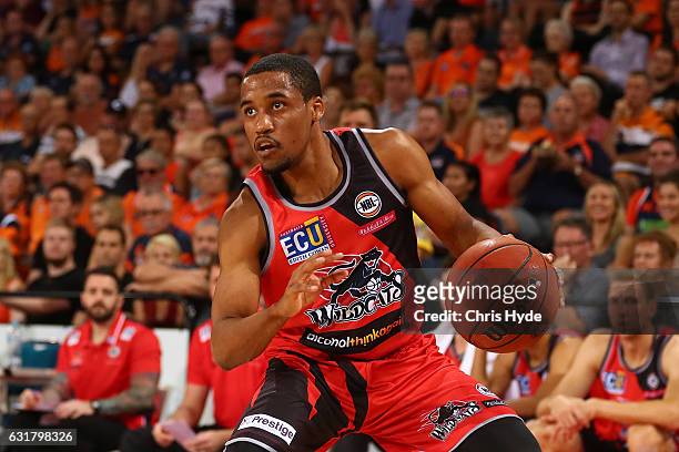 Bryce Cotton of the Wildcats in action during the round 15 NBL match between the Cairns Taipans and the Perth Wildcats at Cairns Convention Centre on...