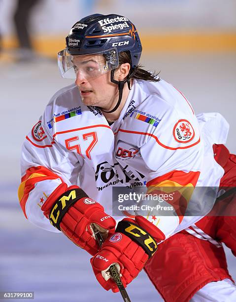 Daniel Weiss of the Duesseldorfer EG in action during the action shot on August 14, 2016 in Duesseldorf, Germany.