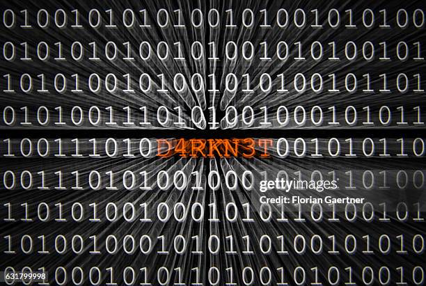 Illustration about 'Darknet', close-up of binary codes on January 13, 2017 in Berlin, Germany.