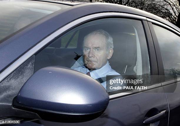 Former Deputy First Minister Martin McGuinness arrives at Parliament Buildings at Stormont in Belfast on January 16, 2017. Northern Ireland appears...
