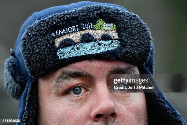 Angelers gather at the River Tay for the opening of the Salmon Fishing season on January 16, 2017 in Kenmore, Scotland. The village of Kenmore has...