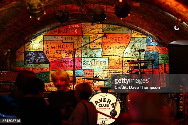 General view of the inside of The Cavern Club following the unveiling of statue in memory of Cilla Black at The Cavern Club on January 16, 2017 in...