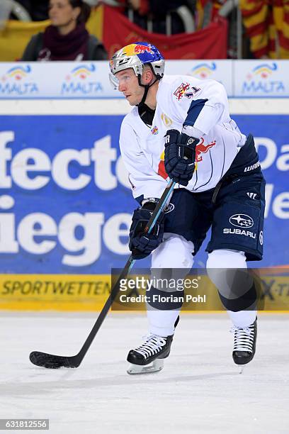 Keith Aucoin of EHC Red Bull Muenchen during the action shot on October 2, 2016 in Duesseldorf, Germany.