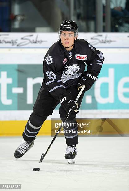 Leonhard Pfoederl of the Thomas Sabo Ice Tigers Nuernberg in action during the action shot on september 9, 2016 in Nuernberg, Germany.