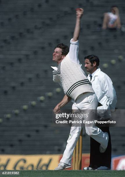 Stephen Boock bowling for New Zealand during the 3rd Test match between New Zealand and England at Eden Park, Auckland, new Zealand, 11th February...
