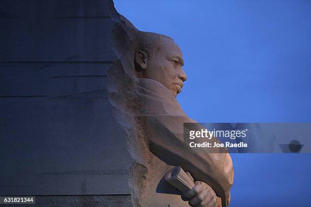 The Martin Luther King Jr. Memorial is seen on the day that honors him on January 16, 2017 in Washington, DC. Martin Luther King day is a national...