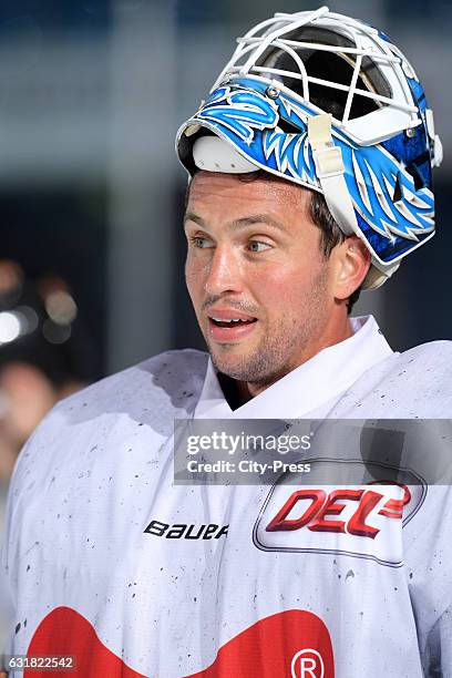 Dimitri Paetzold of Straubing Tigers during the action shot on August 19, 2016 in Straubing, Germany.