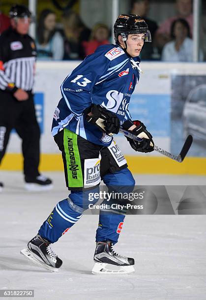 Stefan Loibl of Straubing Tigers during the action shot on August 19, 2016 in Straubing, Germany.