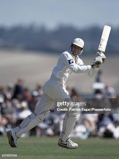 Stephen Fleming batting for New Zealand during his innings of 86 not out in the tour match between Lavinia, Duchess of Norfolk's XI and the New...