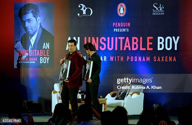 Shah Rukh Khan launches Karan Johar's new book 'An Unsuitable Boy' at Taj Land's End on January 16, 2017 in Mumbai, India.