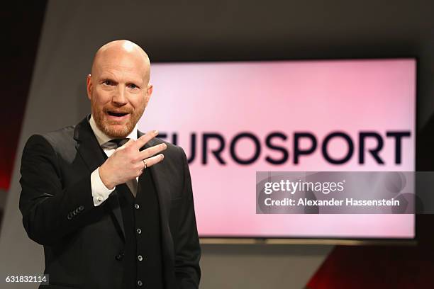 Matthias Sammer talks during a photocall at Eurosport studios on January 16, 2017 in Munich, Germany.