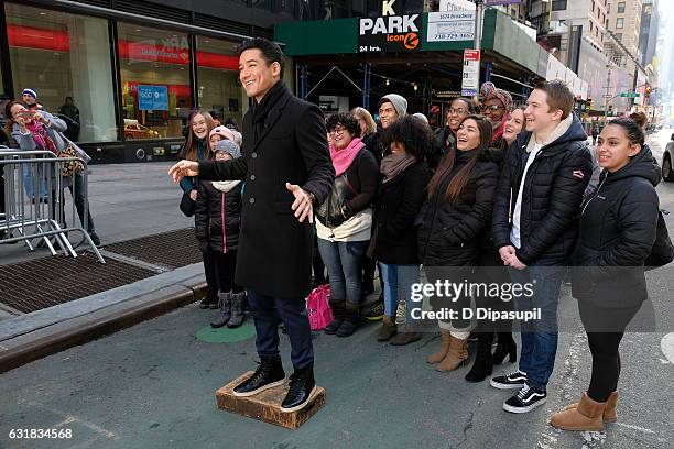 Mario Lopez tapes "Extra" in Times Square on January 16, 2017 in New York City.