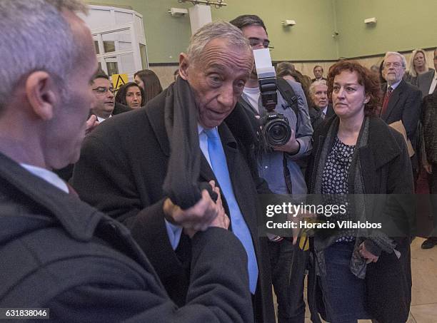 Portuguese President Marcelo Rebelo de Sousa at the presentation of digital 'Museu Casa Da Moeda' on January 16, 2017 in Lisbon, Portugal. The Casa...