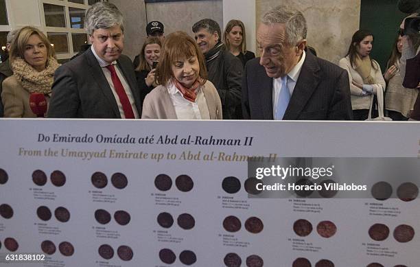 Portuguese President Marcelo Rebelo de Sousa , Minister of Finance Mario Centeno and Minister of the Presidency and of Administrative Modernization...