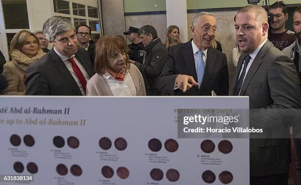 Portuguese President Marcelo Rebelo de Sousa , Minister of Finance Mario Centeno and Minister of the Presidency and of Administrative Modernization...